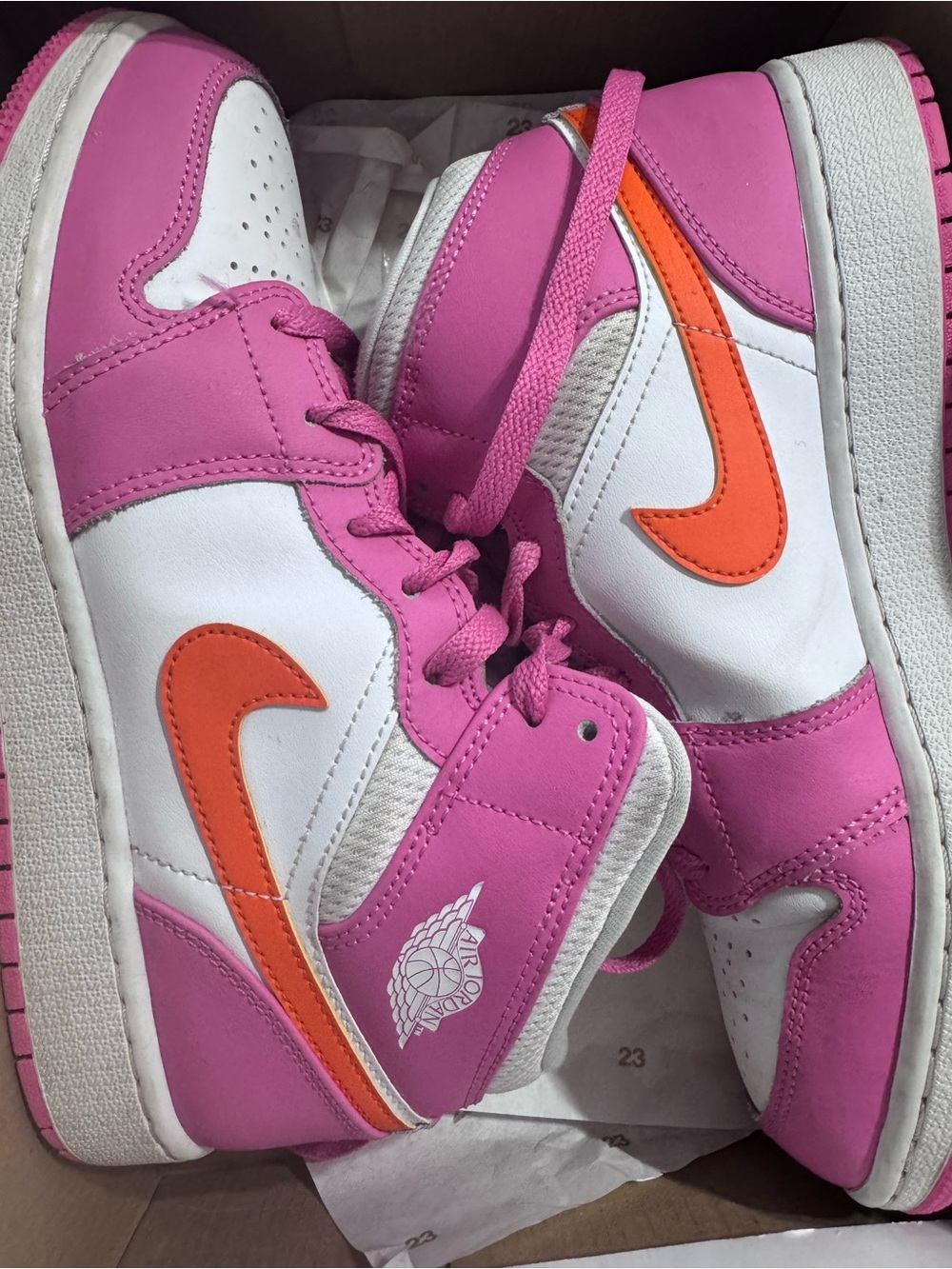 Jordan Kids Pink, White & Orange Sneakers
